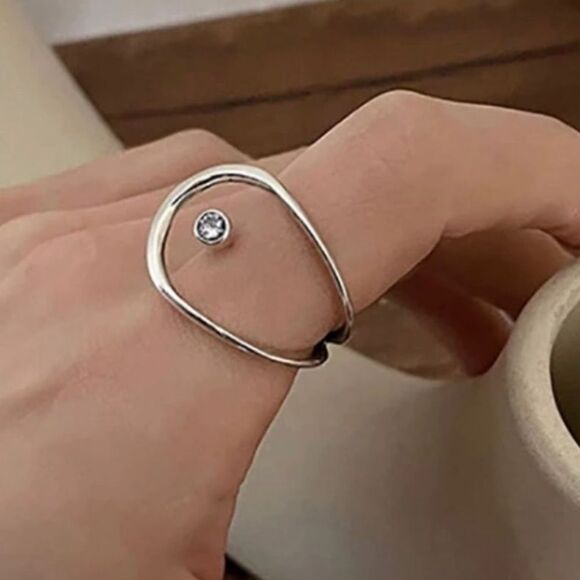 The Innovation Statement Ring adjustable 925 silver and cubic zirconia - Picture 7 of 7